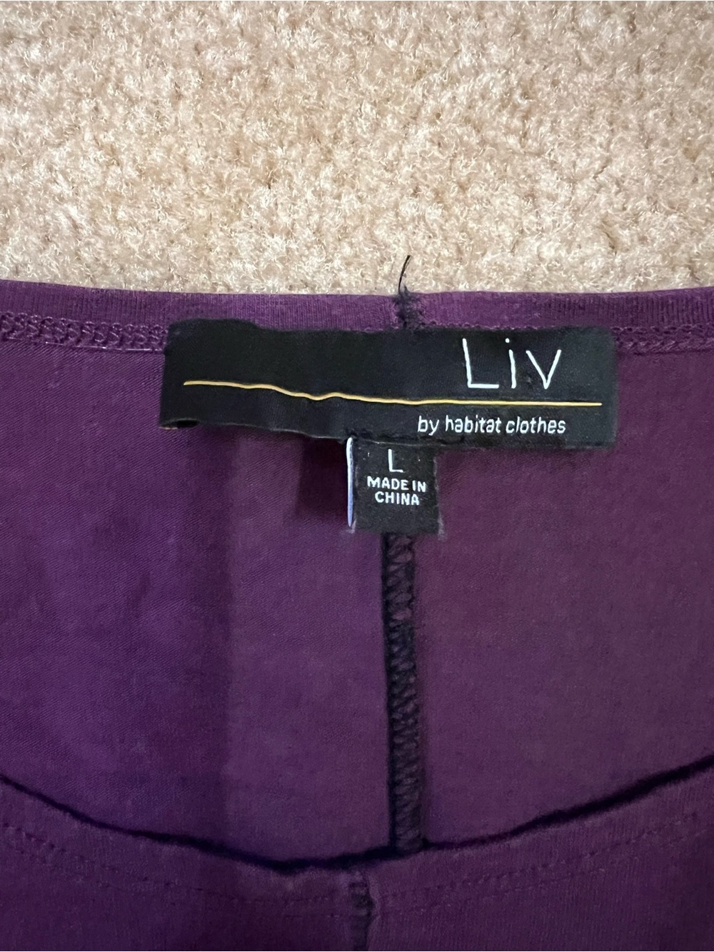 LIV by Habitat Size Large Purple Pima Cotton Modal Ruched Sleeve Seam Top - Picture 4 of 7